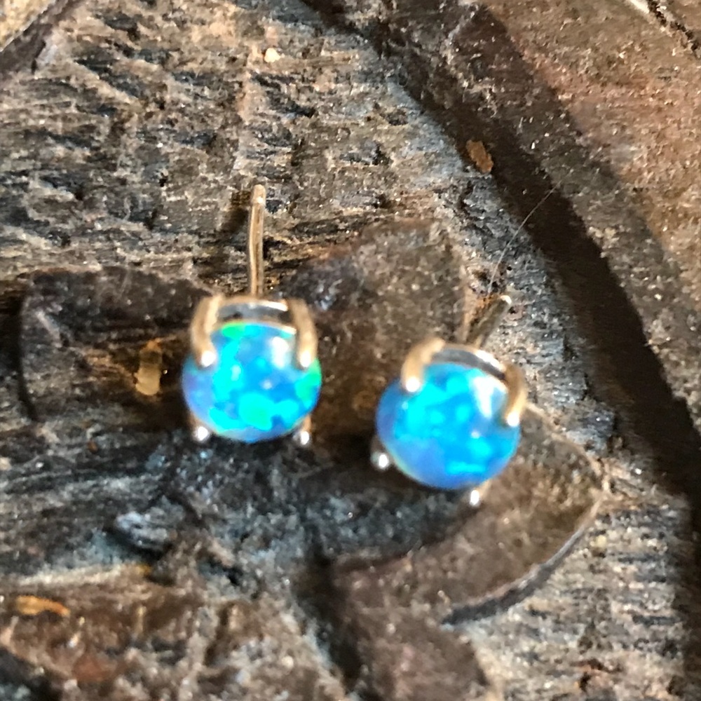 Blue Ethiopian opal earrings